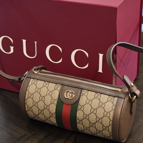 Gucci Brown and Green Signature Crossbody Bag - Picture 1 of 11